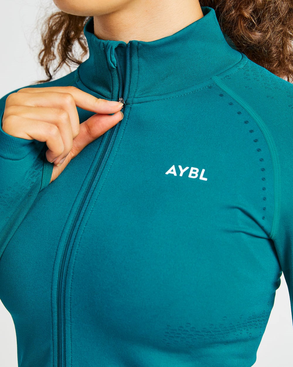 AYBL Ignite Seamless Zip Jacket Hyper Teal | 48YTMJCER