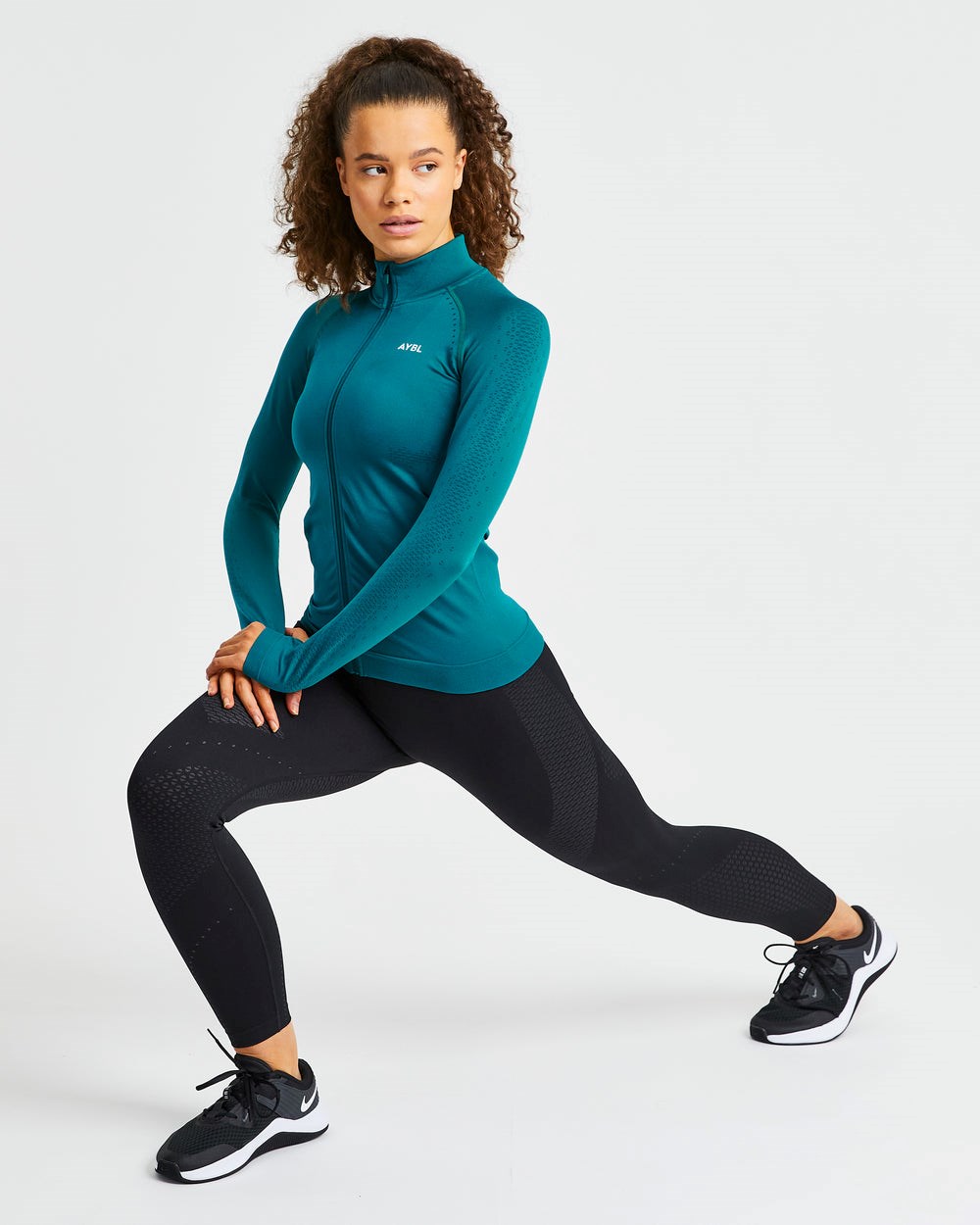 AYBL Ignite Seamless Zip Jacket Hyper Teal | 48YTMJCER