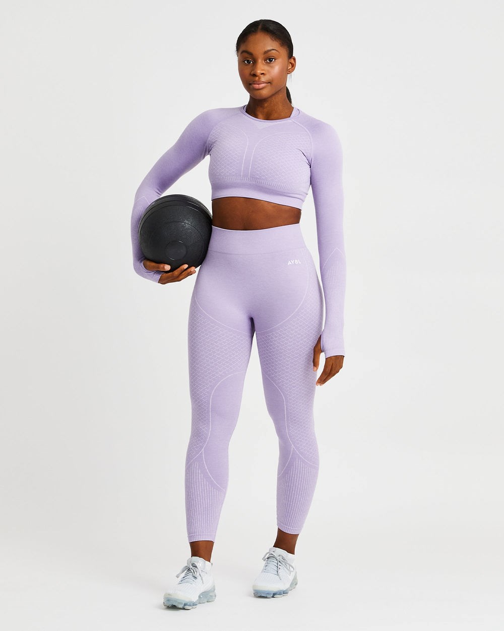 AYBL Impact Seamless Long Sleeve Crop Top Lilac | 02DMVTYSI