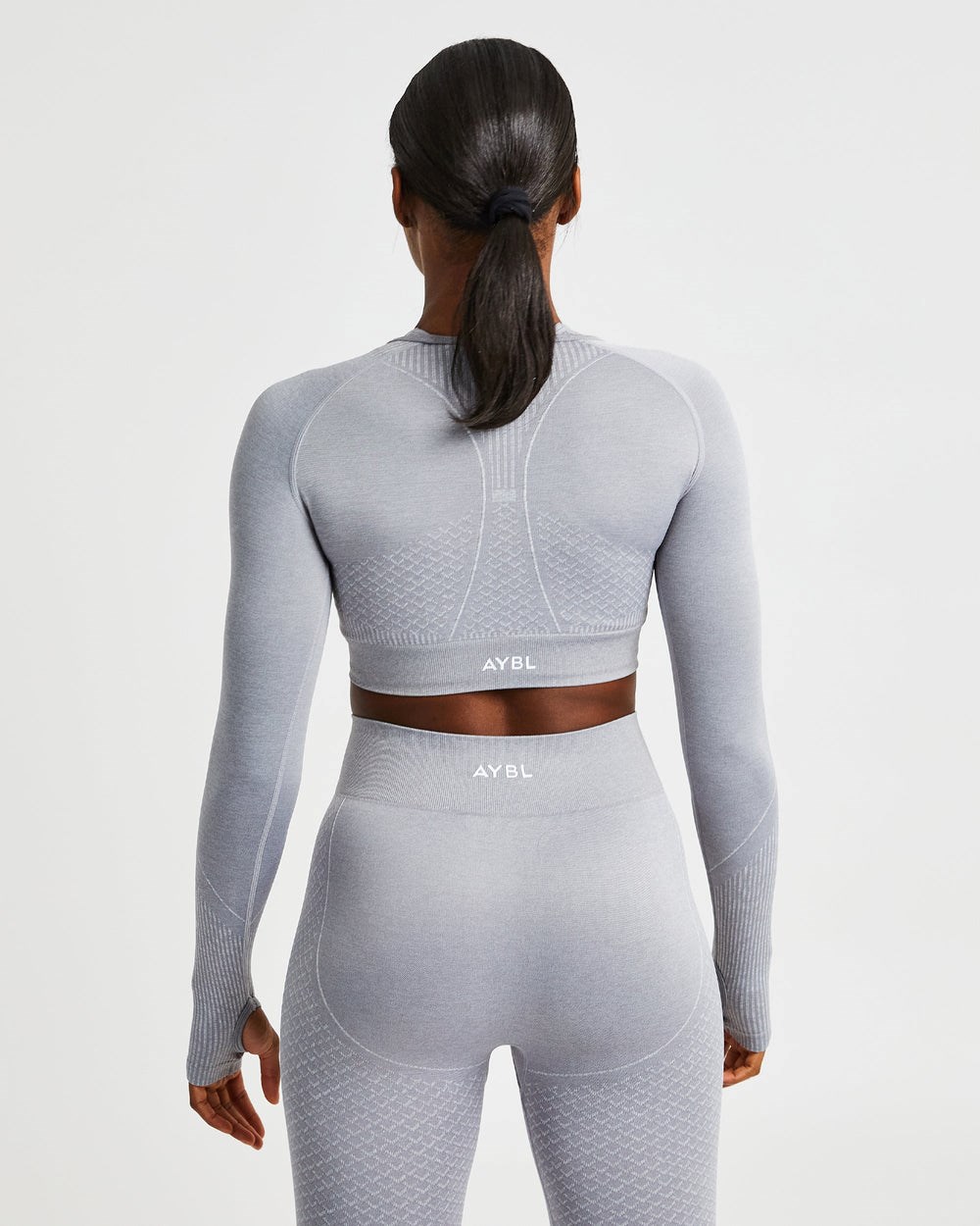 AYBL Impact Seamless Long Sleeve Crop Top Siva | 47HLJSKGA