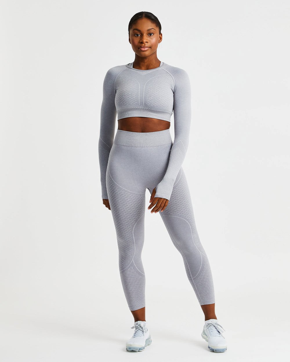 AYBL Impact Seamless Long Sleeve Crop Top Siva | 47HLJSKGA