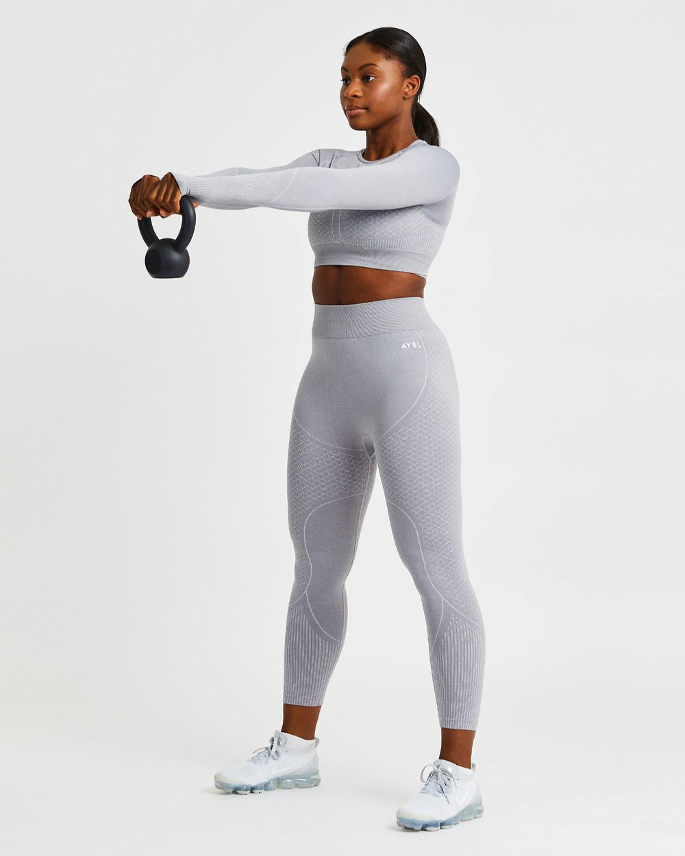 AYBL Impact Seamless Long Sleeve Crop Top Siva | 47HLJSKGA