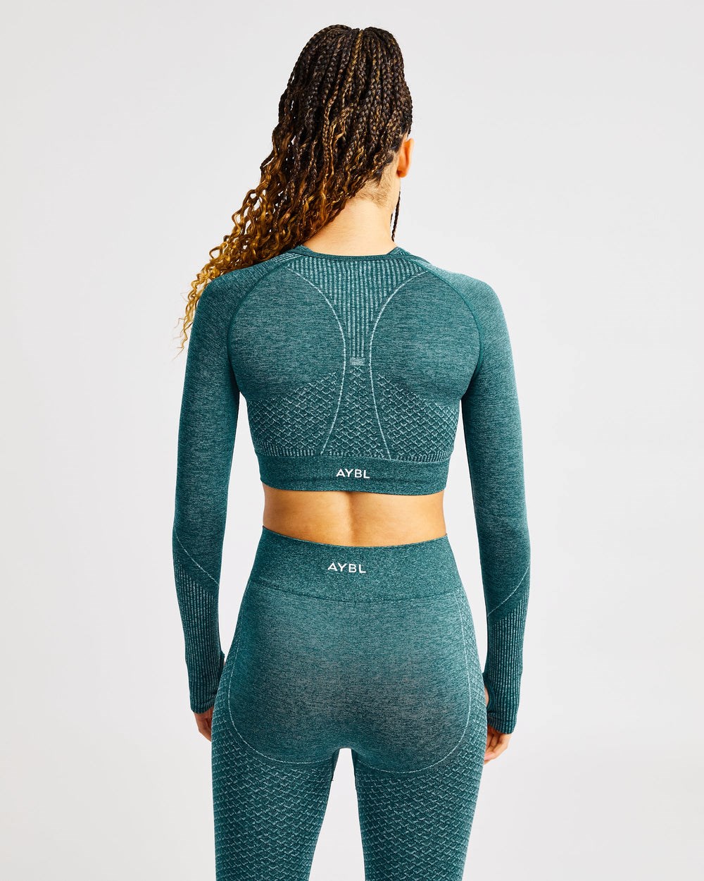 AYBL Impact Seamless Long Sleeve Crop Top Zelene | 47JETLMRN