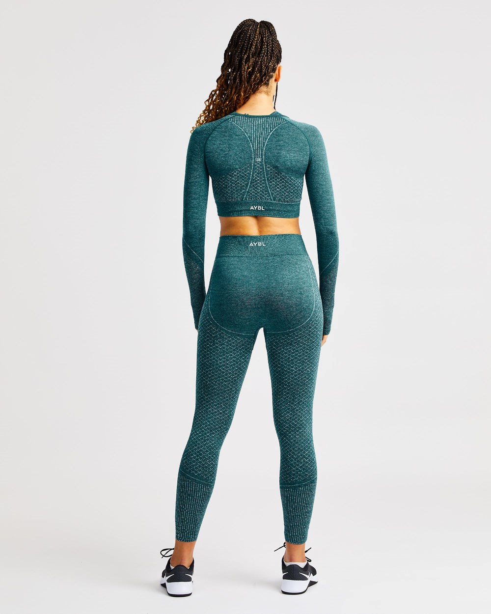 AYBL Impact Seamless Long Sleeve Crop Top Zelene | 47JETLMRN