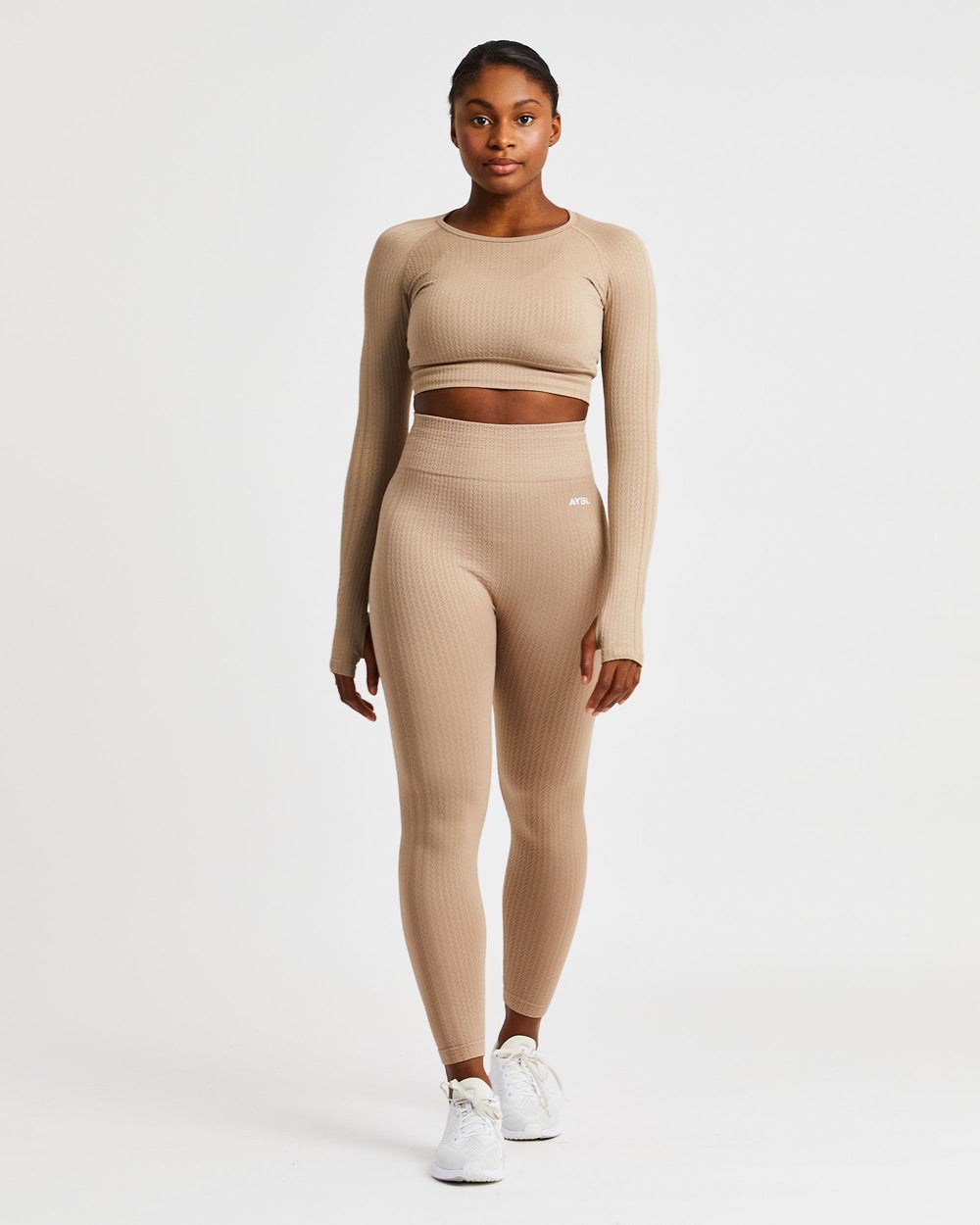 AYBL Luxe Seamless Long Sleeve Crop Top Mocha | 49QZVMFHN