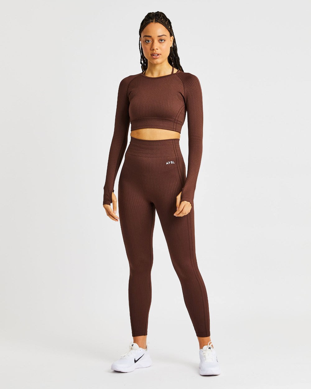 AYBL Luxe Seamless Long Sleeve Crop Top Hnede | 65JMLAITV