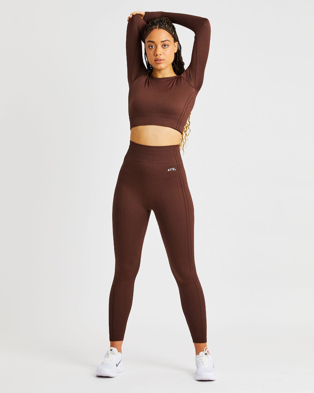 AYBL Luxe Seamless Long Sleeve Crop Top Hnede | 65JMLAITV