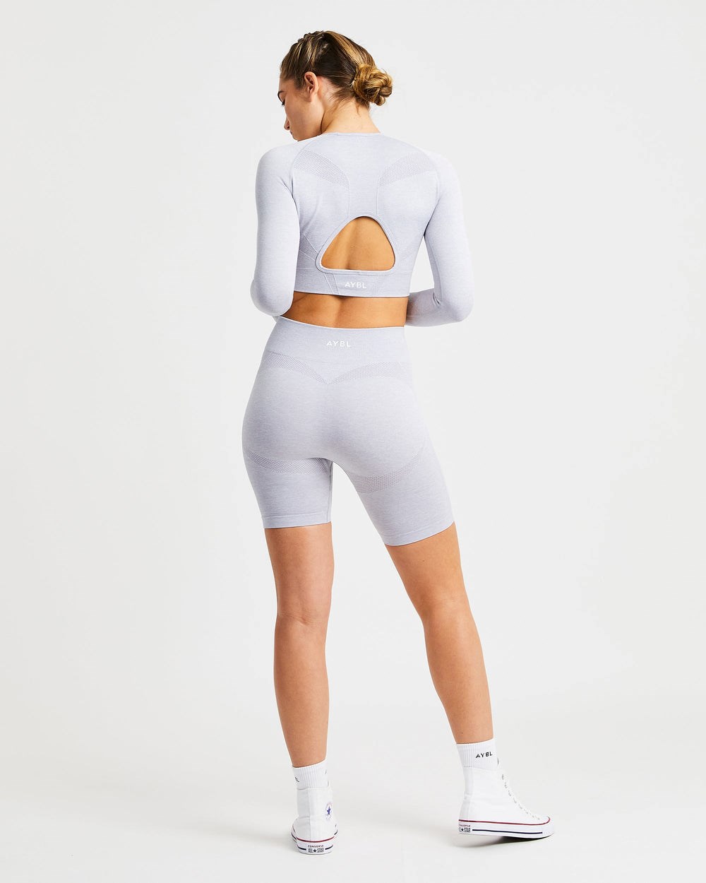 AYBL Motion Seamless Long Sleeve Crop Top Svetlo Siva | 23DUSVEWA