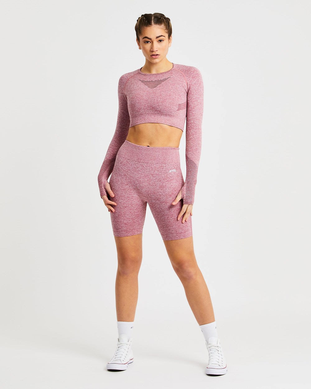 AYBL Motion Seamless Long Sleeve Crop Top Červené | 23YFQPZKV