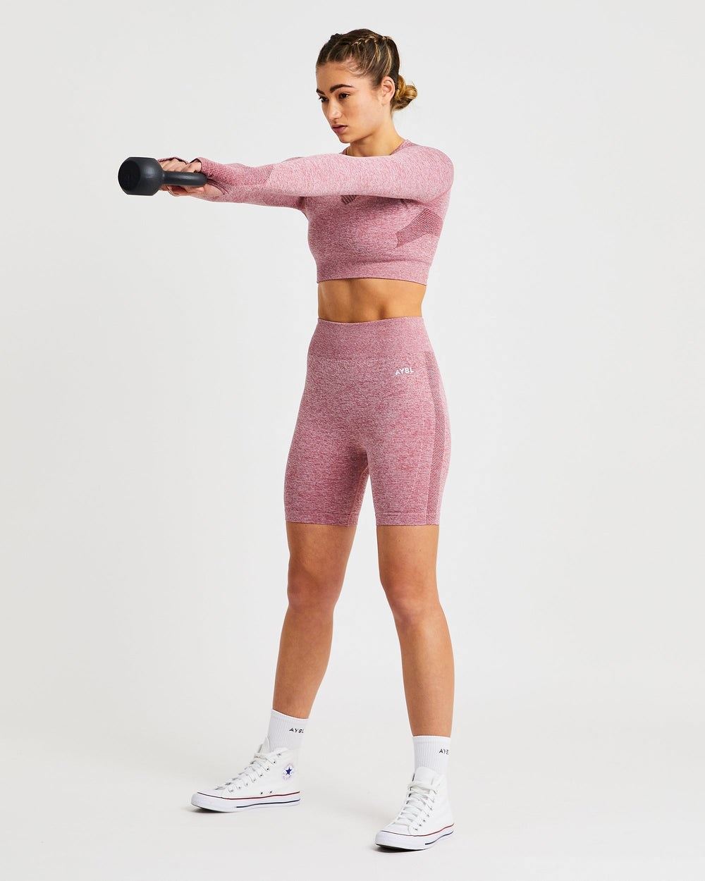 AYBL Motion Seamless Long Sleeve Crop Top Červené | 23YFQPZKV