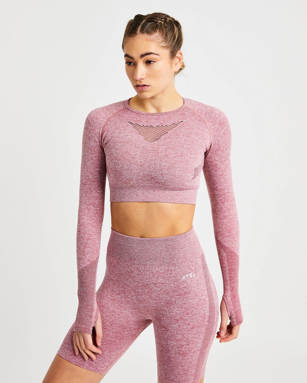 AYBL Motion Seamless Long Sleeve Crop Top Červené | 23YFQPZKV