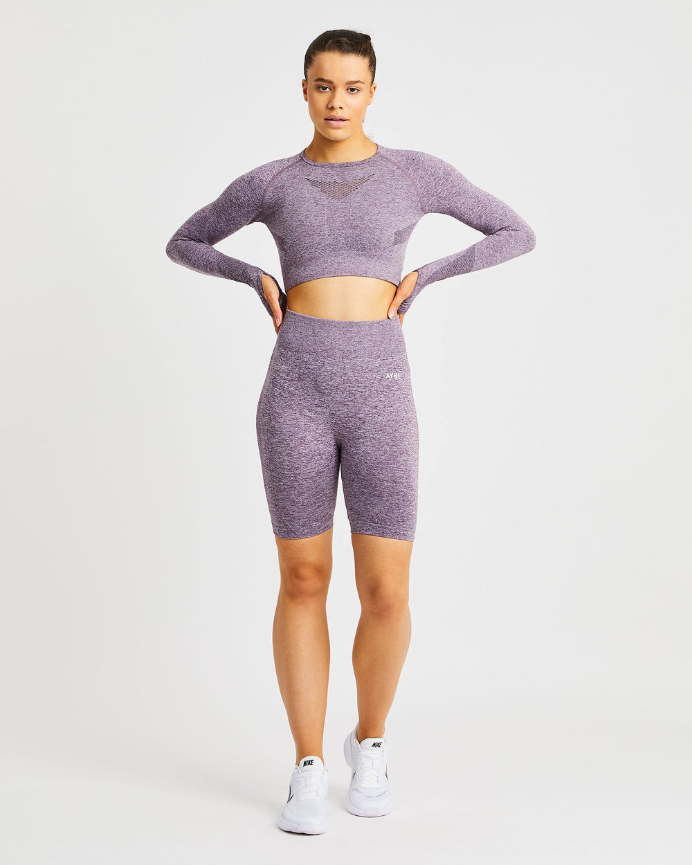 AYBL Motion Seamless Long Sleeve Crop Top Nachový | 25CAZYBDQ