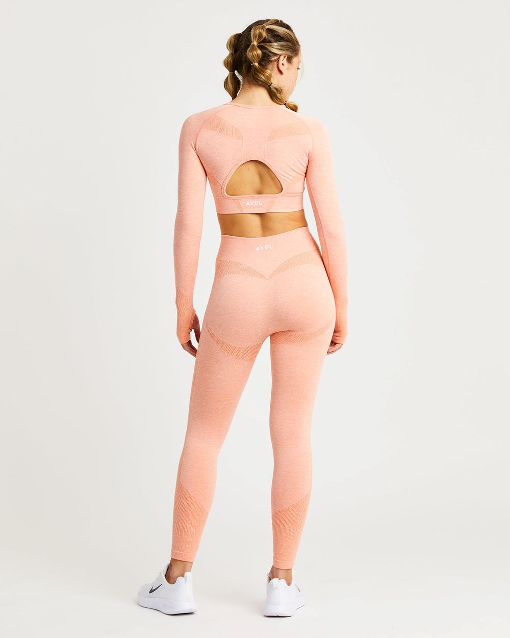 AYBL Motion Seamless Long Sleeve Crop Top Peach Marl | 27LGTYDQC