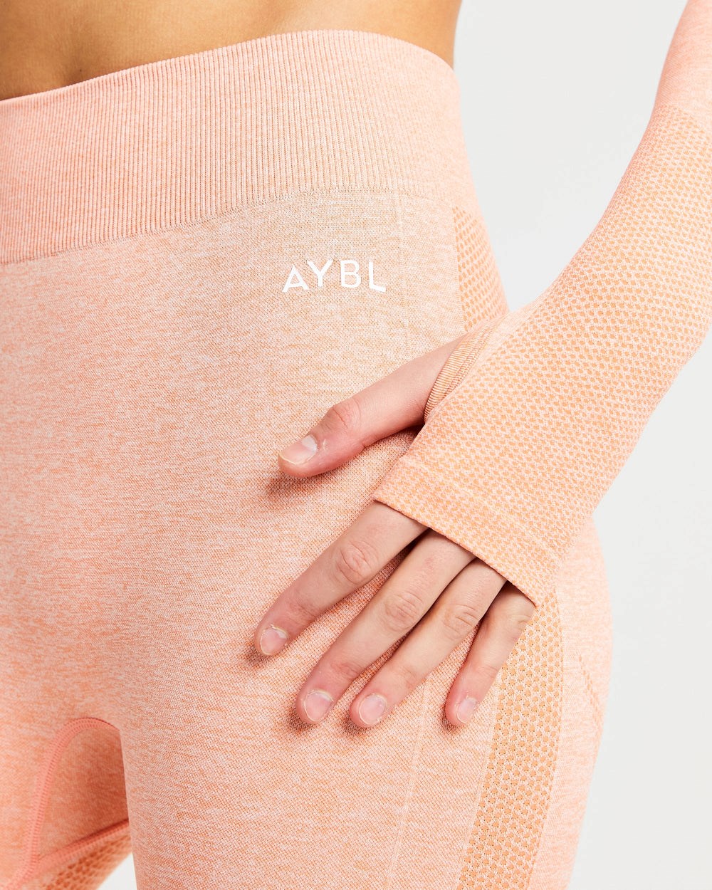 AYBL Motion Seamless Long Sleeve Crop Top Peach Marl | 27LGTYDQC