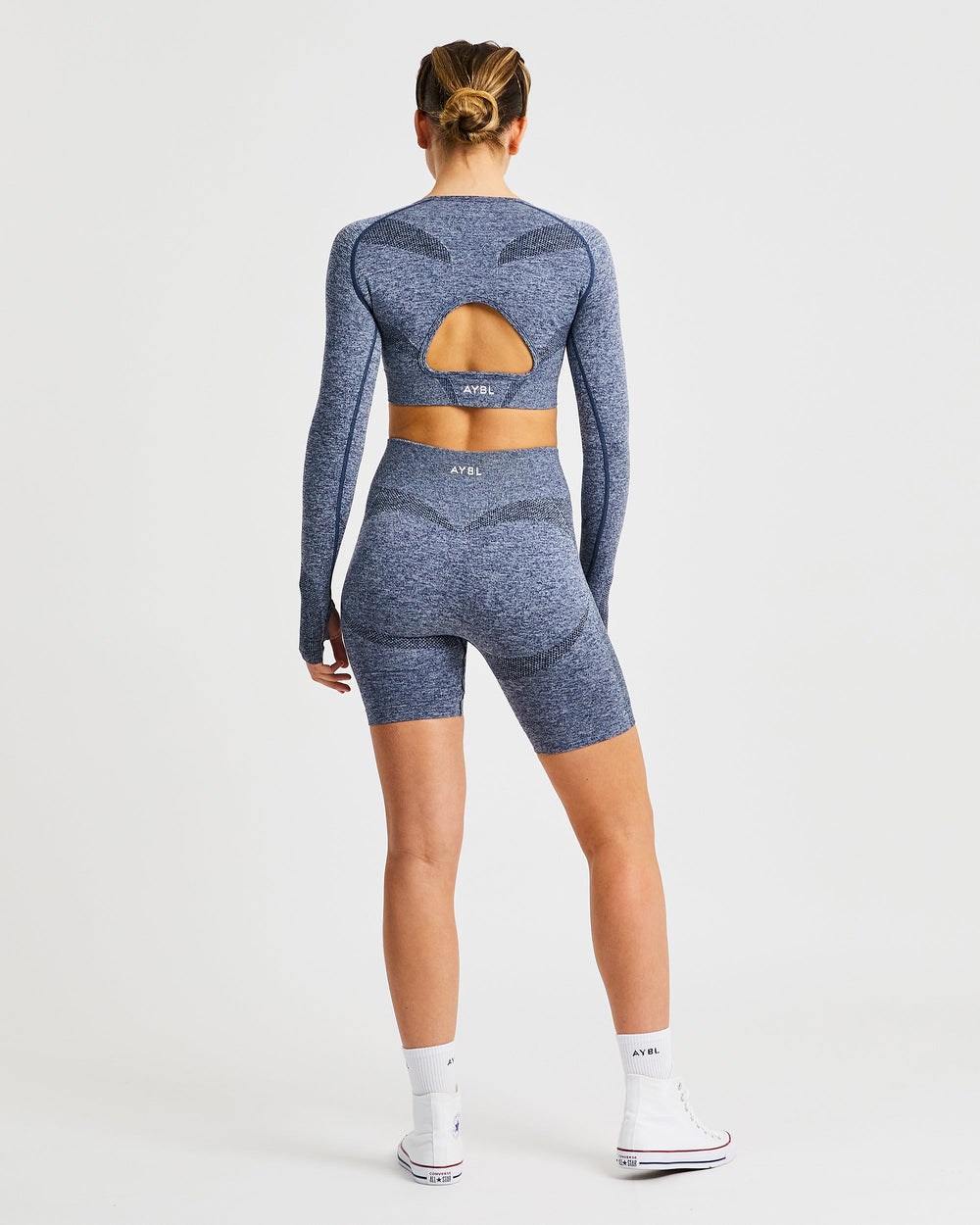 AYBL Motion Seamless Long Sleeve Crop Top Námornícka Modrá | 62QMSHDBP