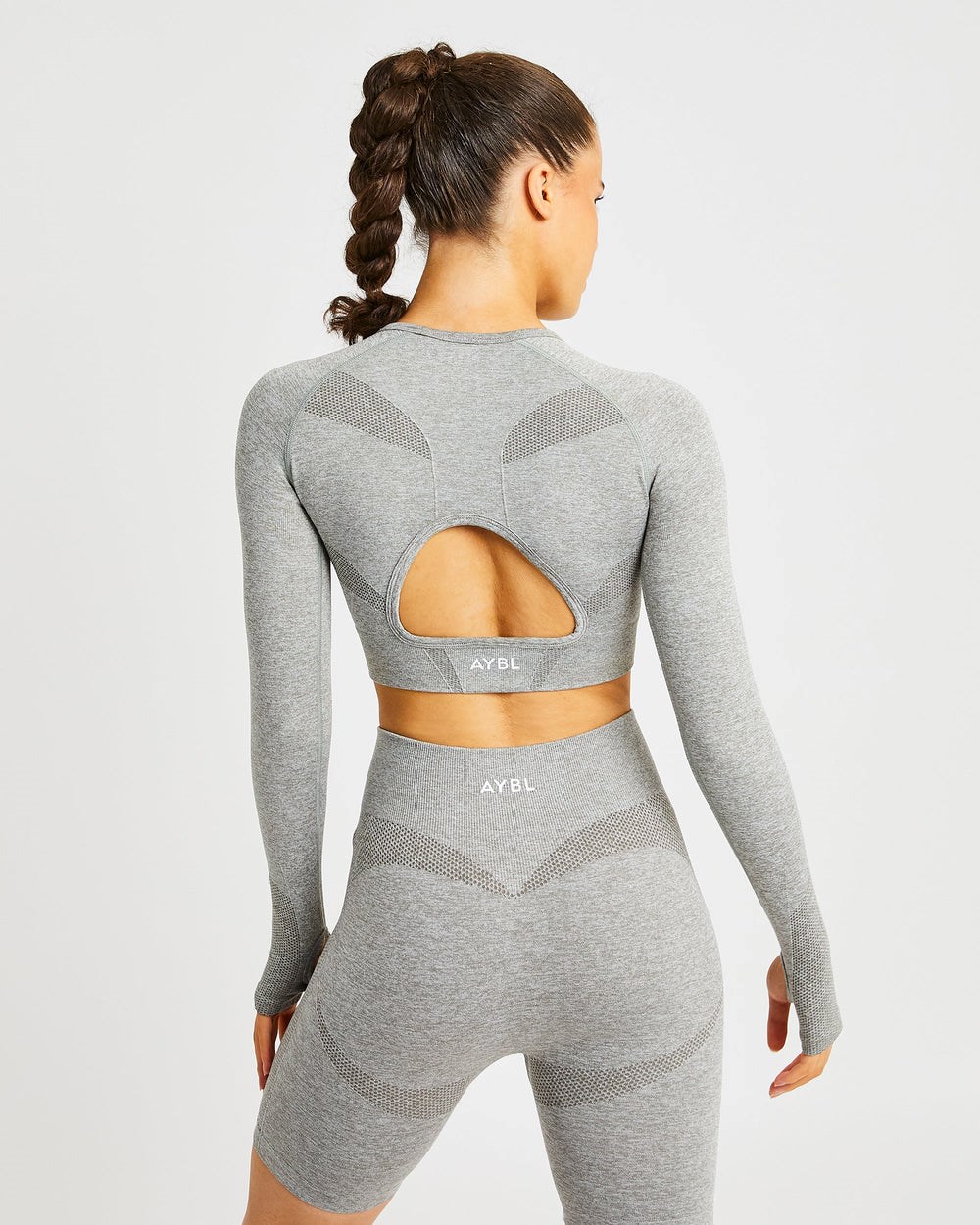 AYBL Motion Seamless Long Sleeve Crop Top Hnedožltý | 83RCKFUQD