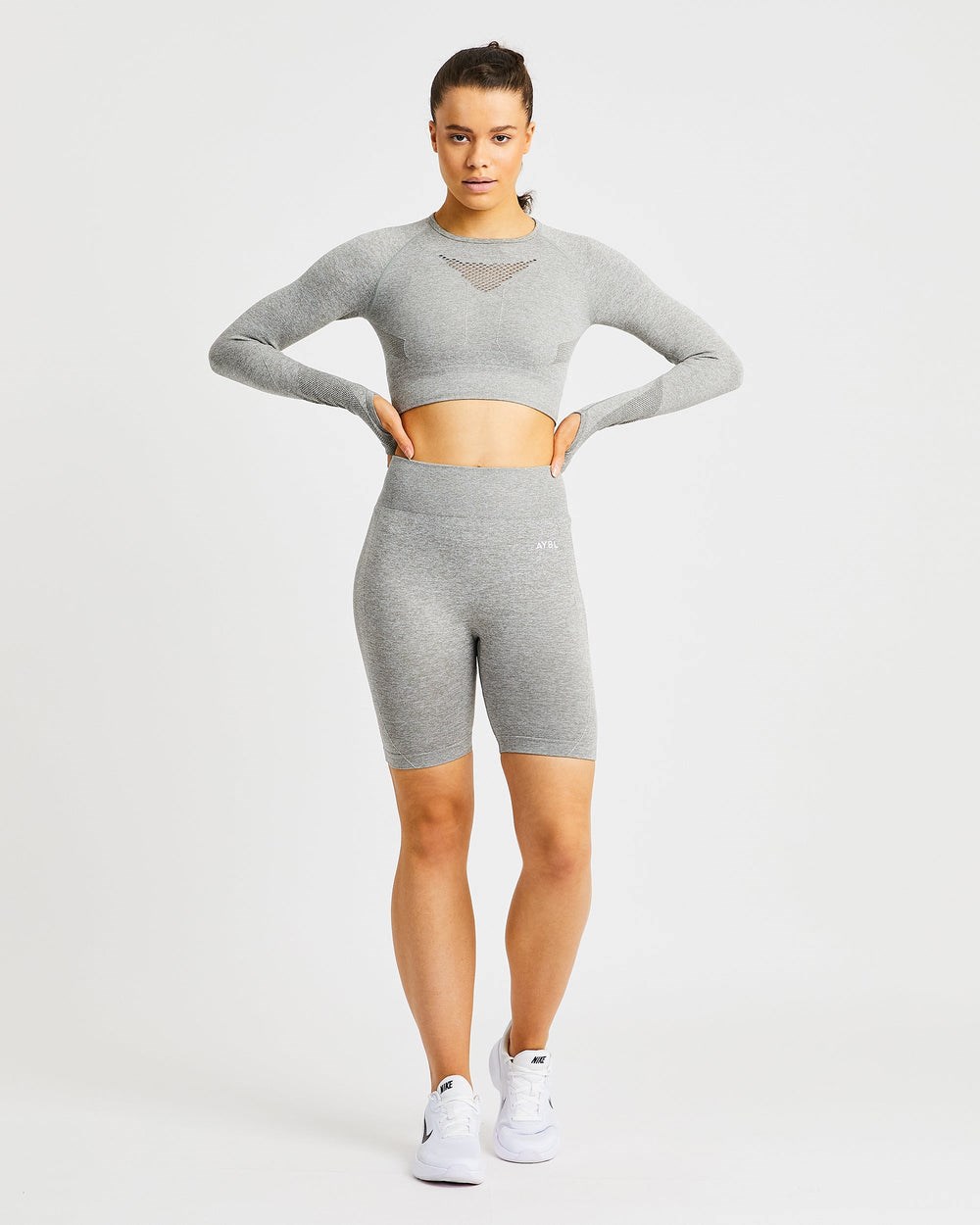 AYBL Motion Seamless Long Sleeve Crop Top Hnedožltý | 83RCKFUQD