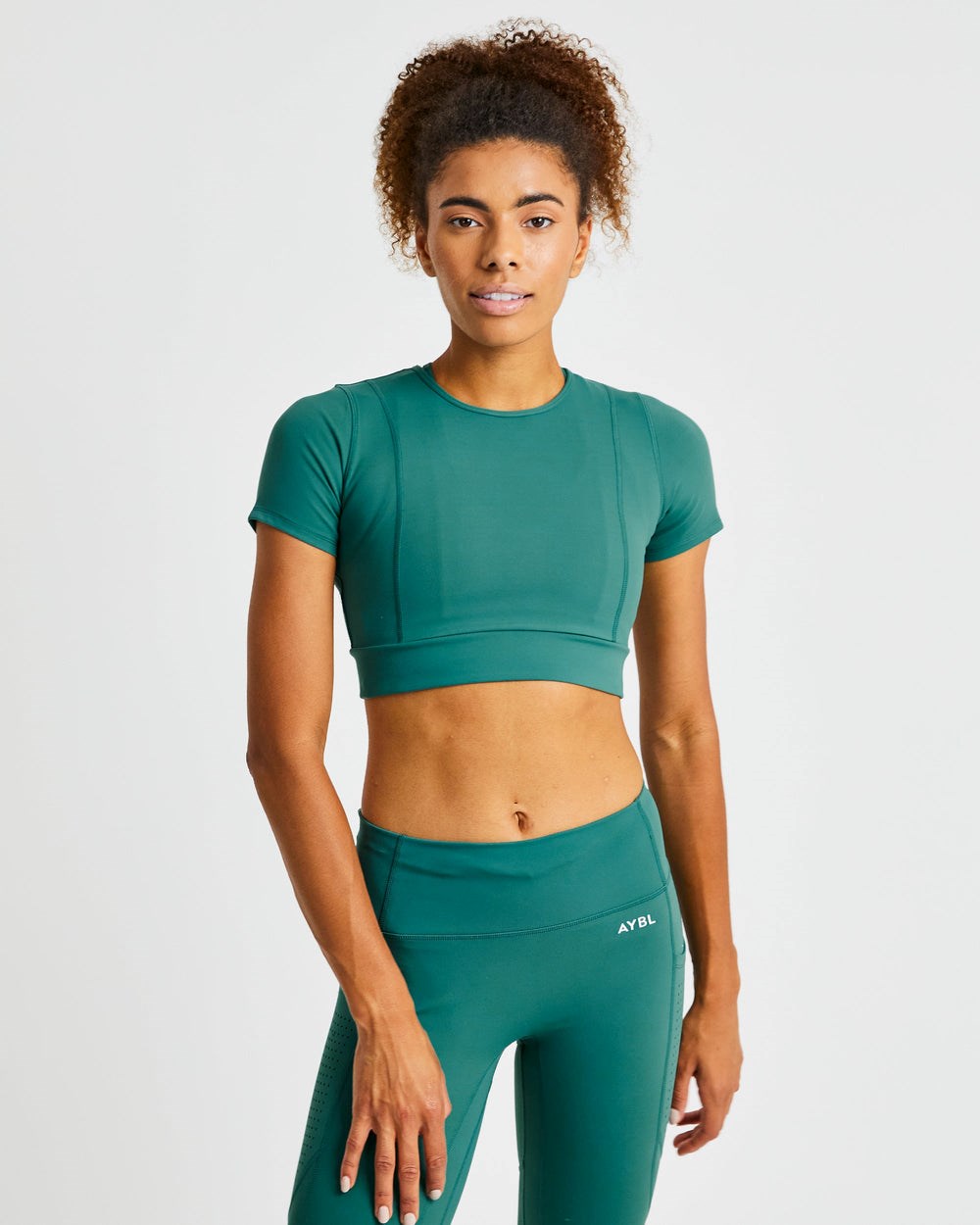 AYBL Pace Crop Top Tmavo Zelene | 12UOATGIB