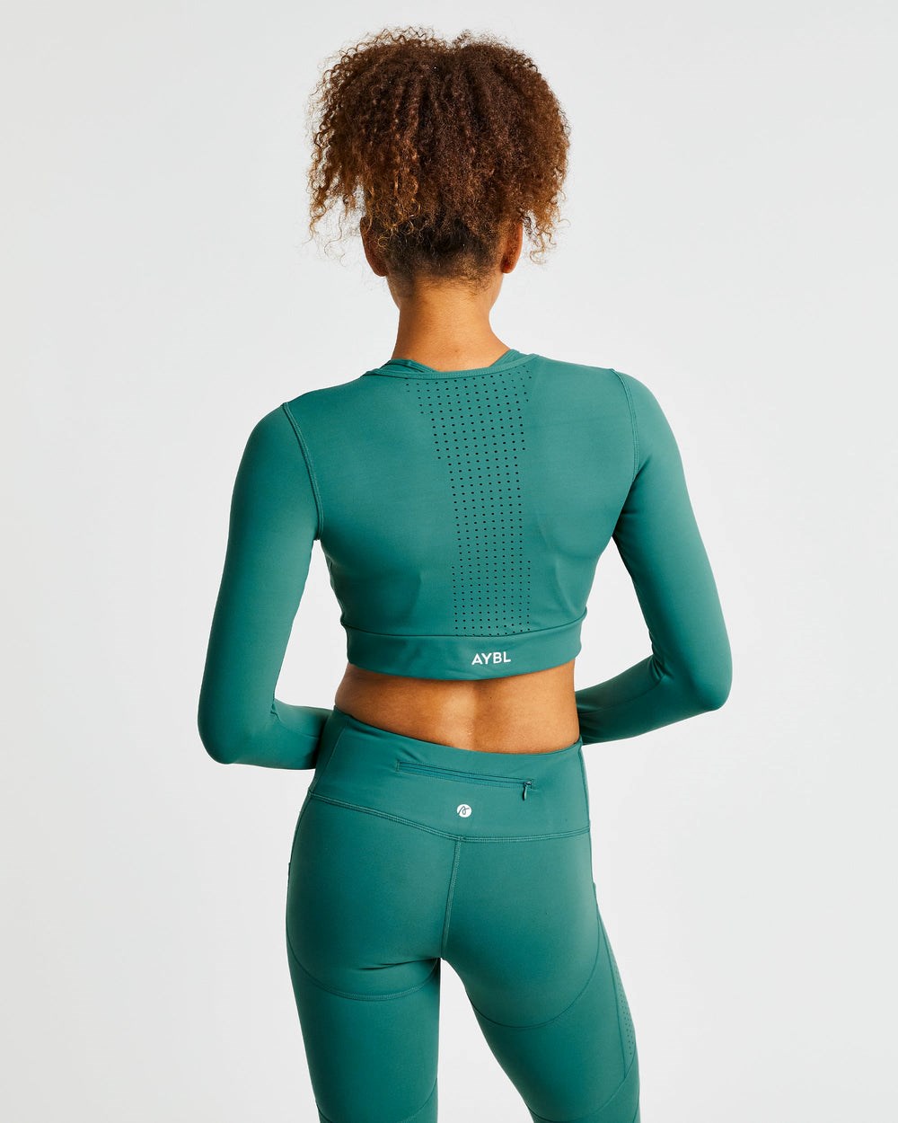 AYBL Pace Long Sleeve Crop Top Tmavo Zelene | 53WRYDLZH