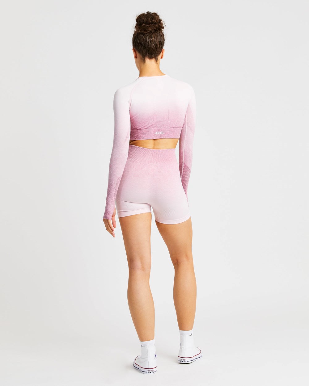 AYBL Pulse Ombré Seamless Long Sleeve Crop Top Ruzove | 07NYRPVSB