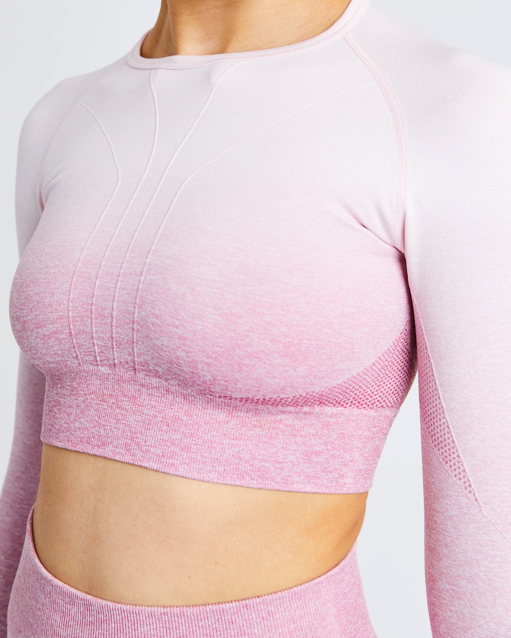 AYBL Pulse Ombré Seamless Long Sleeve Crop Top Ruzove | 07NYRPVSB