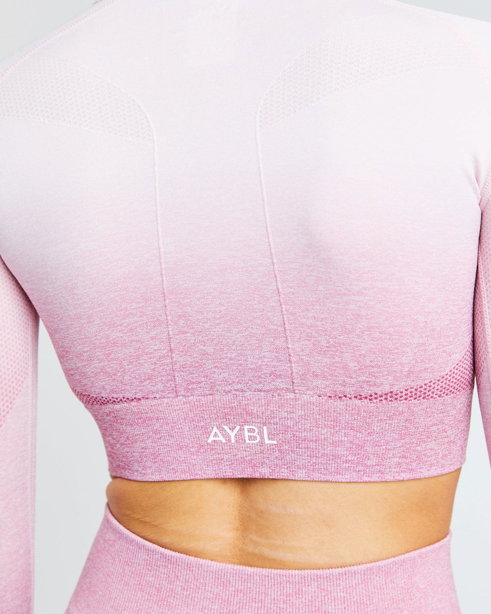 AYBL Pulse Ombré Seamless Long Sleeve Crop Top Ruzove | 07NYRPVSB