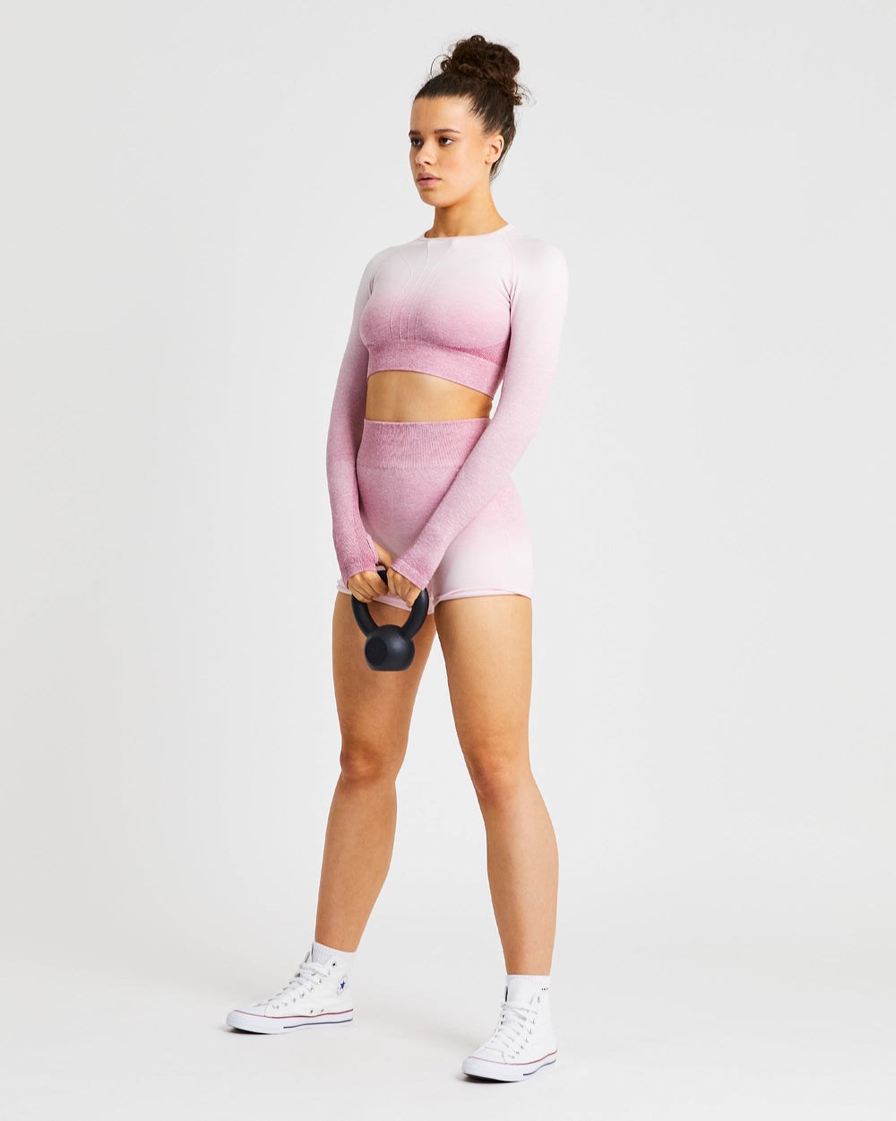 AYBL Pulse Ombré Seamless Long Sleeve Crop Top Ruzove | 07NYRPVSB