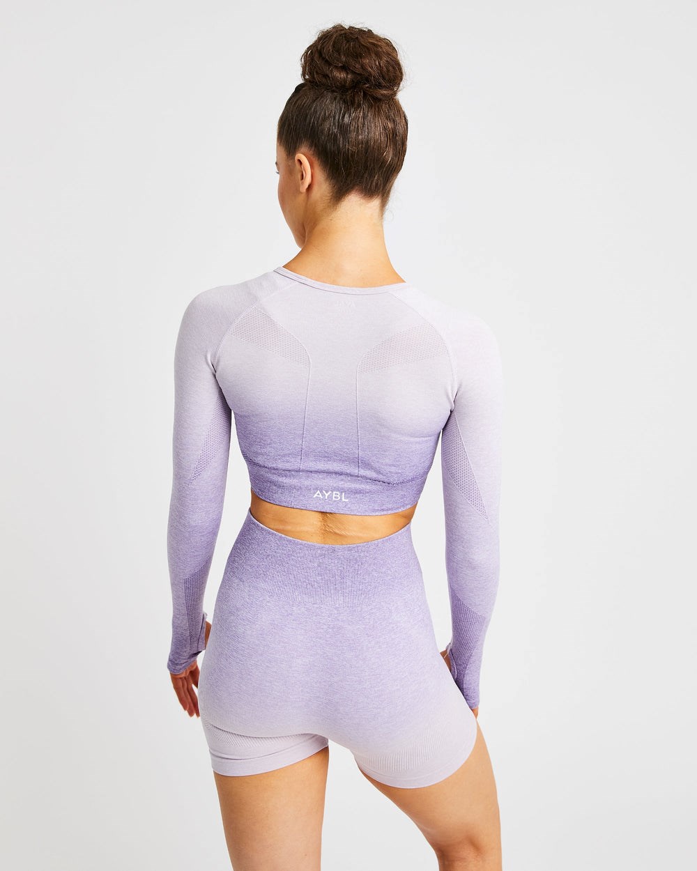 AYBL Pulse Ombré Seamless Long Sleeve Crop Top Lilac | 28PTMJEHR