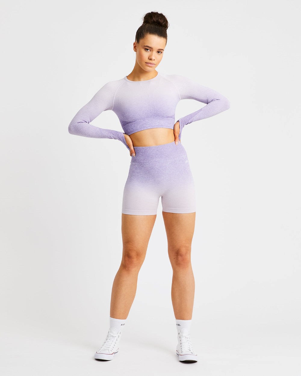 AYBL Pulse Ombré Seamless Long Sleeve Crop Top Lilac | 28PTMJEHR