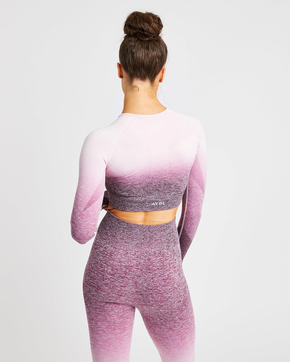 AYBL Pulse Ombré Seamless Long Sleeve Crop Top Plum | 42JQKIWFA