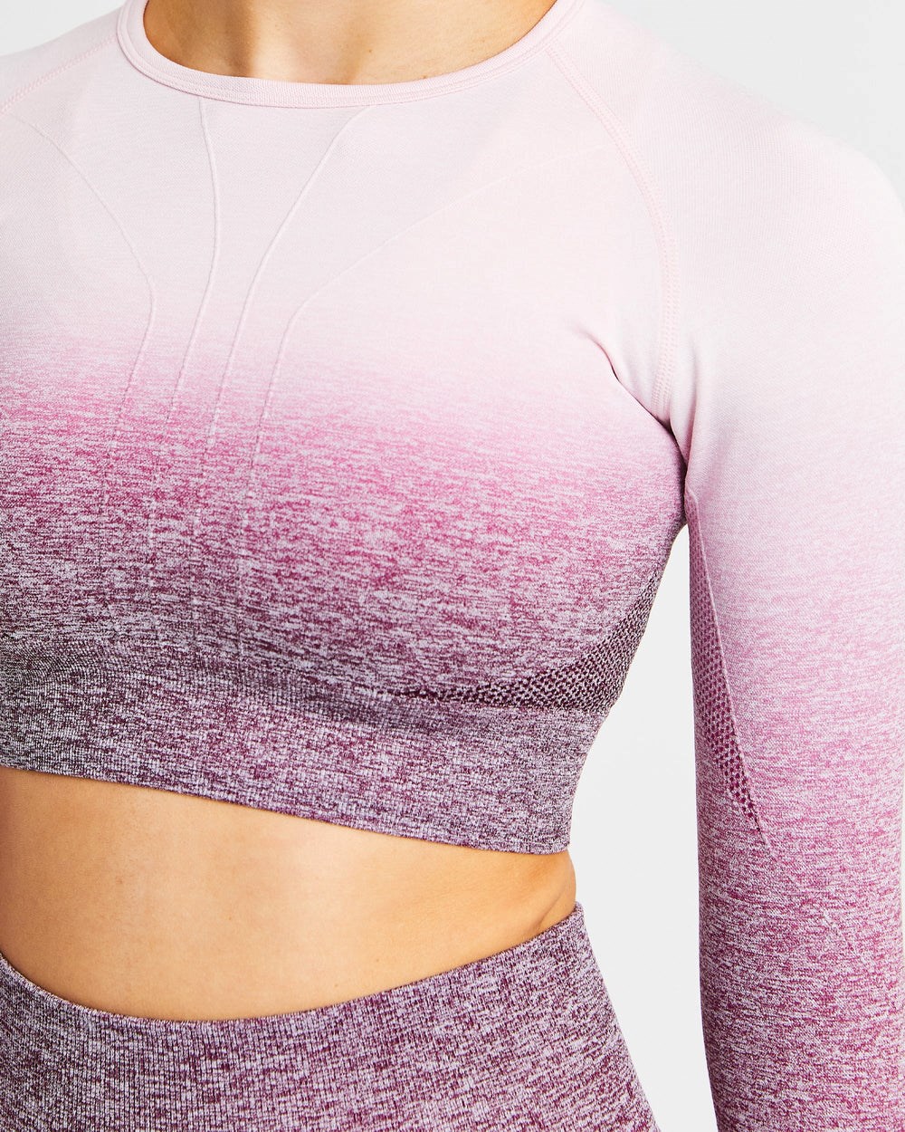 AYBL Pulse Ombré Seamless Long Sleeve Crop Top Plum | 42JQKIWFA