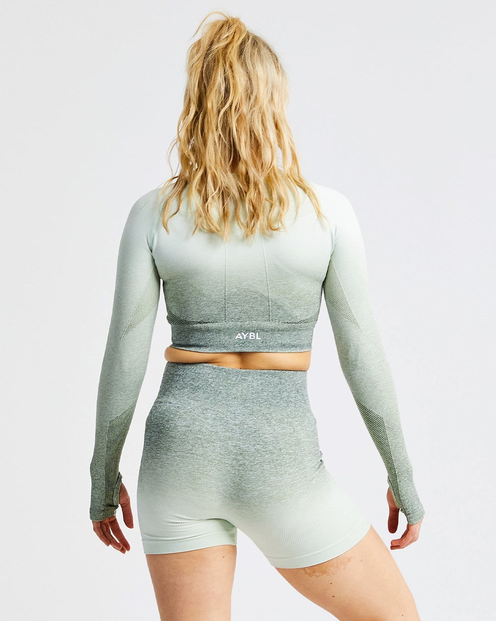 AYBL Pulse Ombré Seamless Long Sleeve Crop Top Hnedožltý | 64SEATFYN