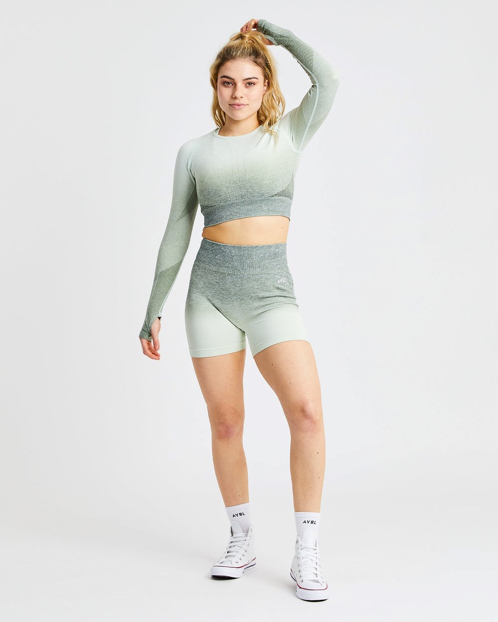 AYBL Pulse Ombré Seamless Long Sleeve Crop Top Hnedožltý | 64SEATFYN