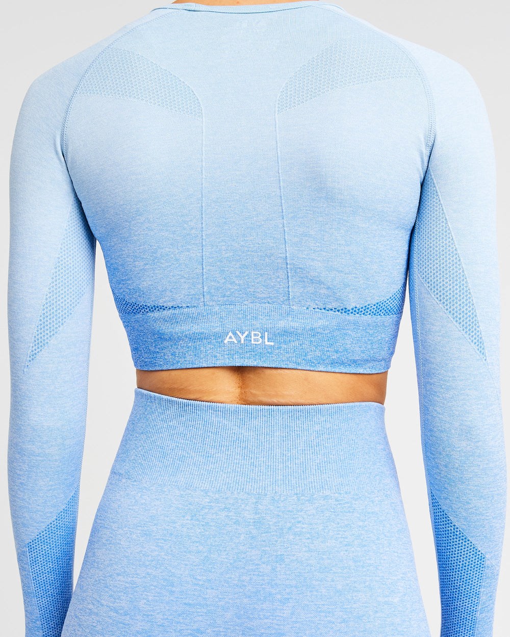 AYBL Pulse Ombré Seamless Long Sleeve Crop Top Modre | 73WGMJIHF