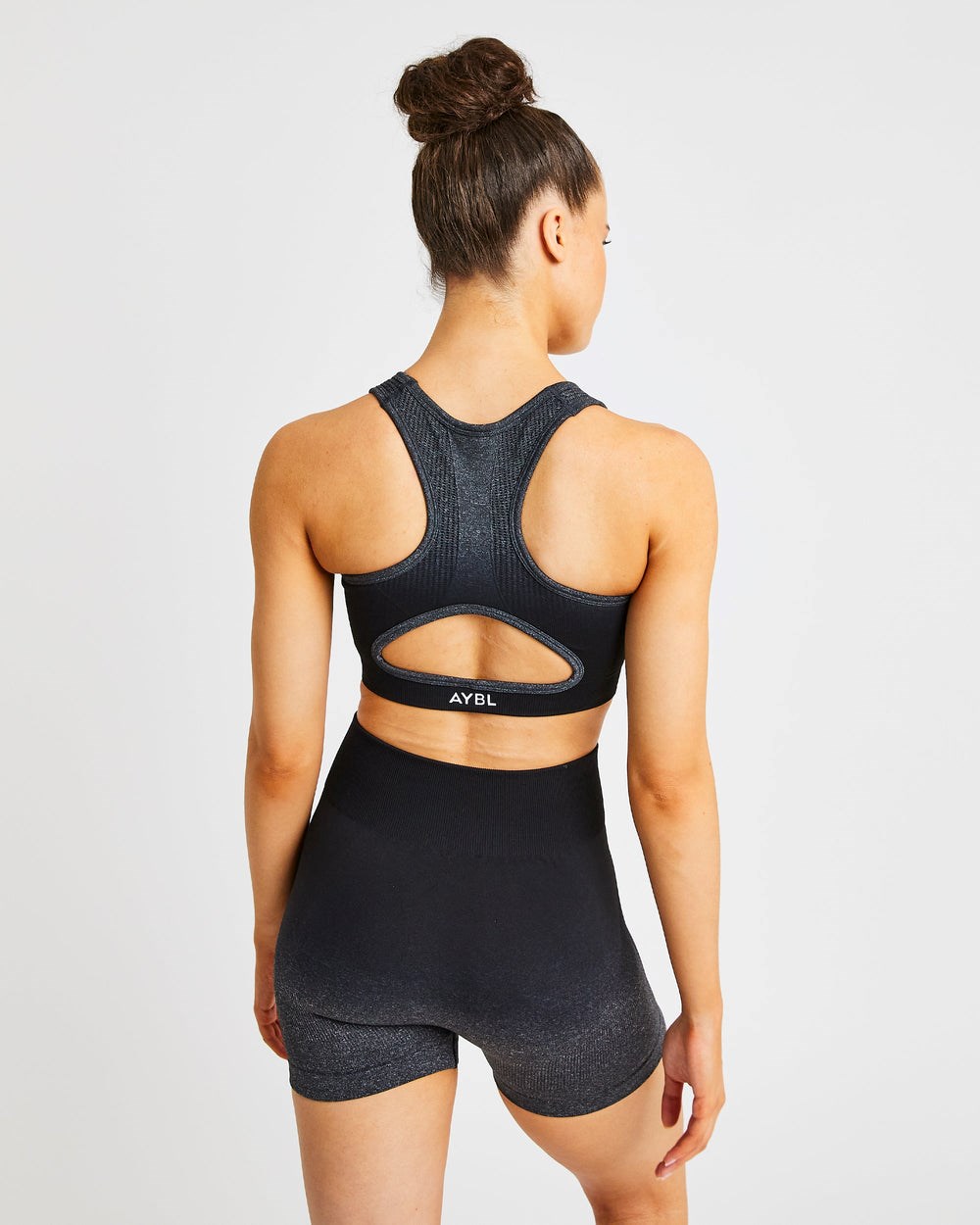 AYBL Pulse Ombré Seamless Sports Bra Black/Grey | 53TEKZUQL