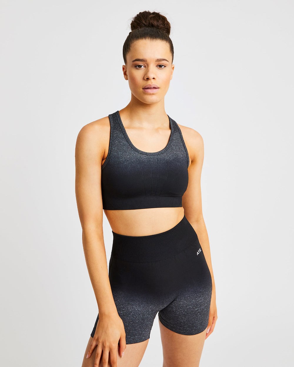 AYBL Pulse Ombré Seamless Sports Bra Black/Grey | 53TEKZUQL