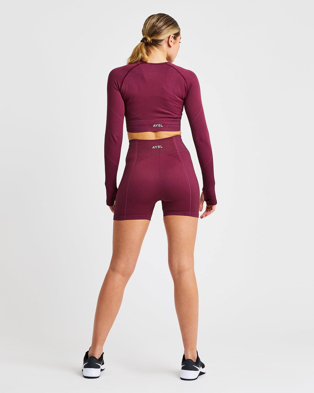 AYBL Reflex Seamless Long Sleeve Crop Top Plum | 13EYBGZPT