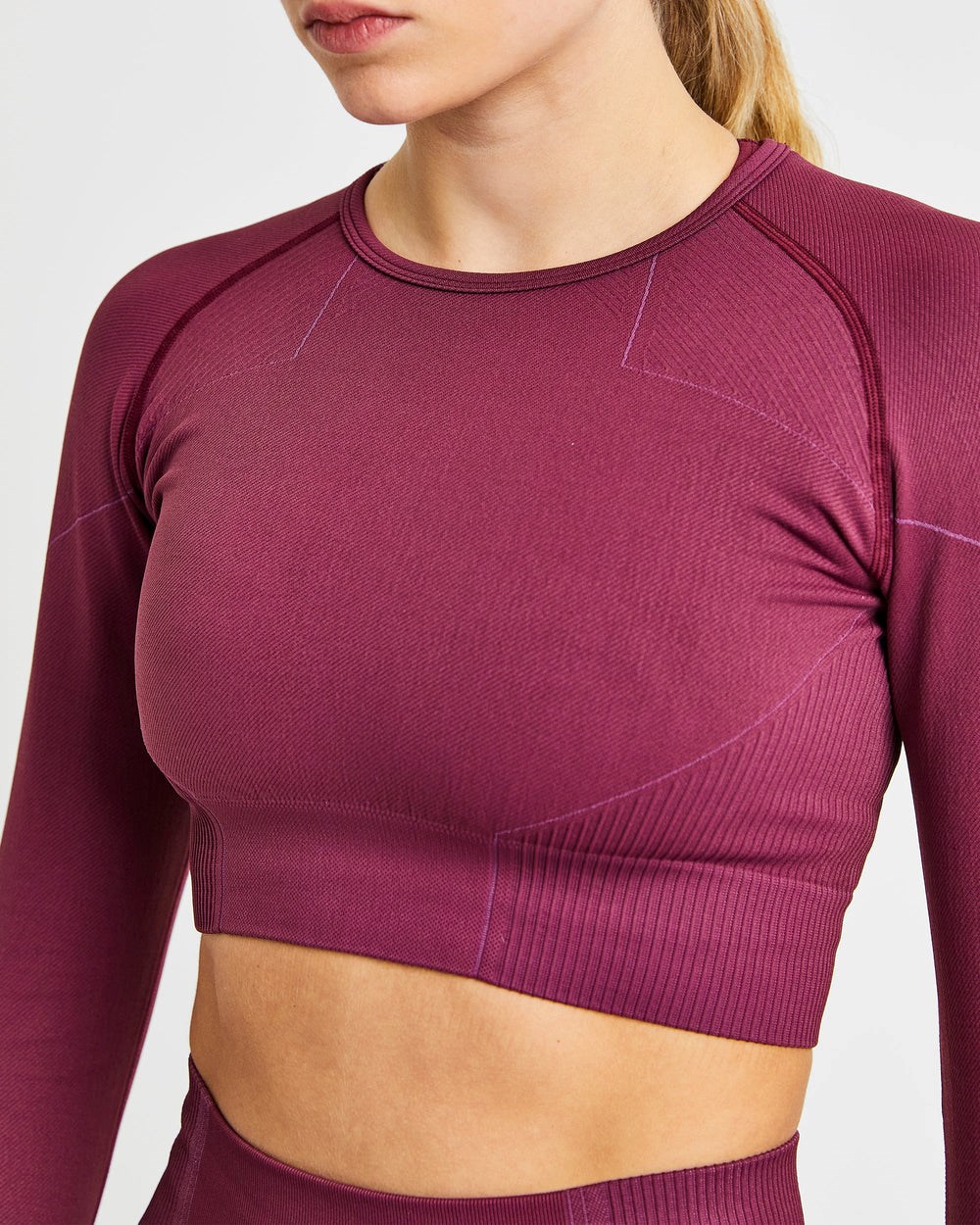 AYBL Reflex Seamless Long Sleeve Crop Top Plum | 13EYBGZPT