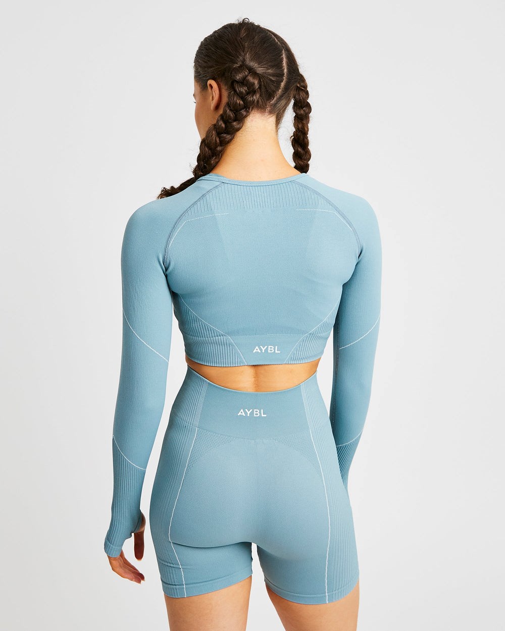 AYBL Reflex Seamless Long Sleeve Crop Top Teal | 23MYALNFZ