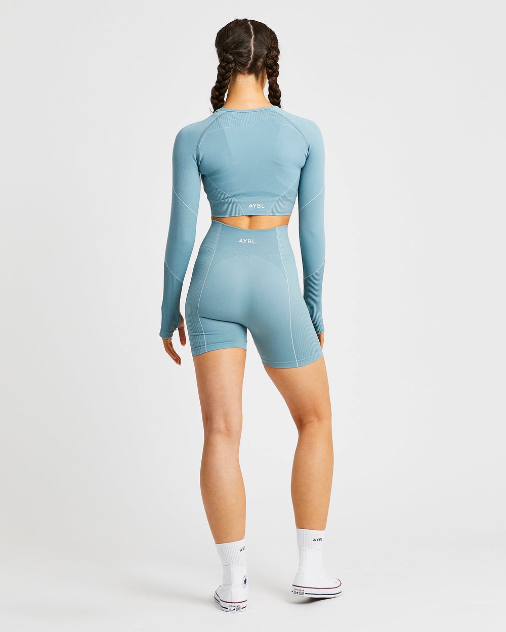 AYBL Reflex Seamless Long Sleeve Crop Top Teal | 23MYALNFZ