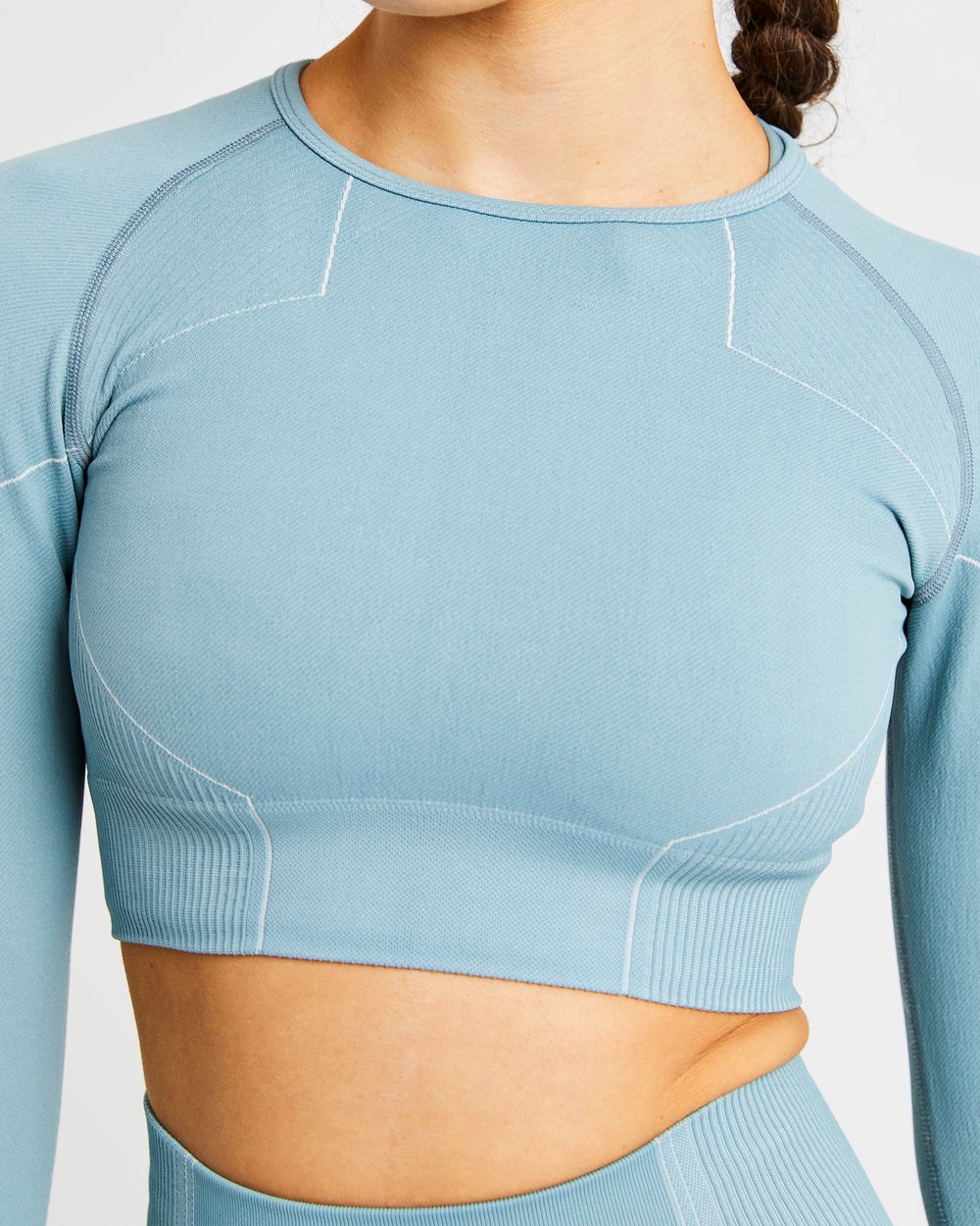 AYBL Reflex Seamless Long Sleeve Crop Top Teal | 23MYALNFZ