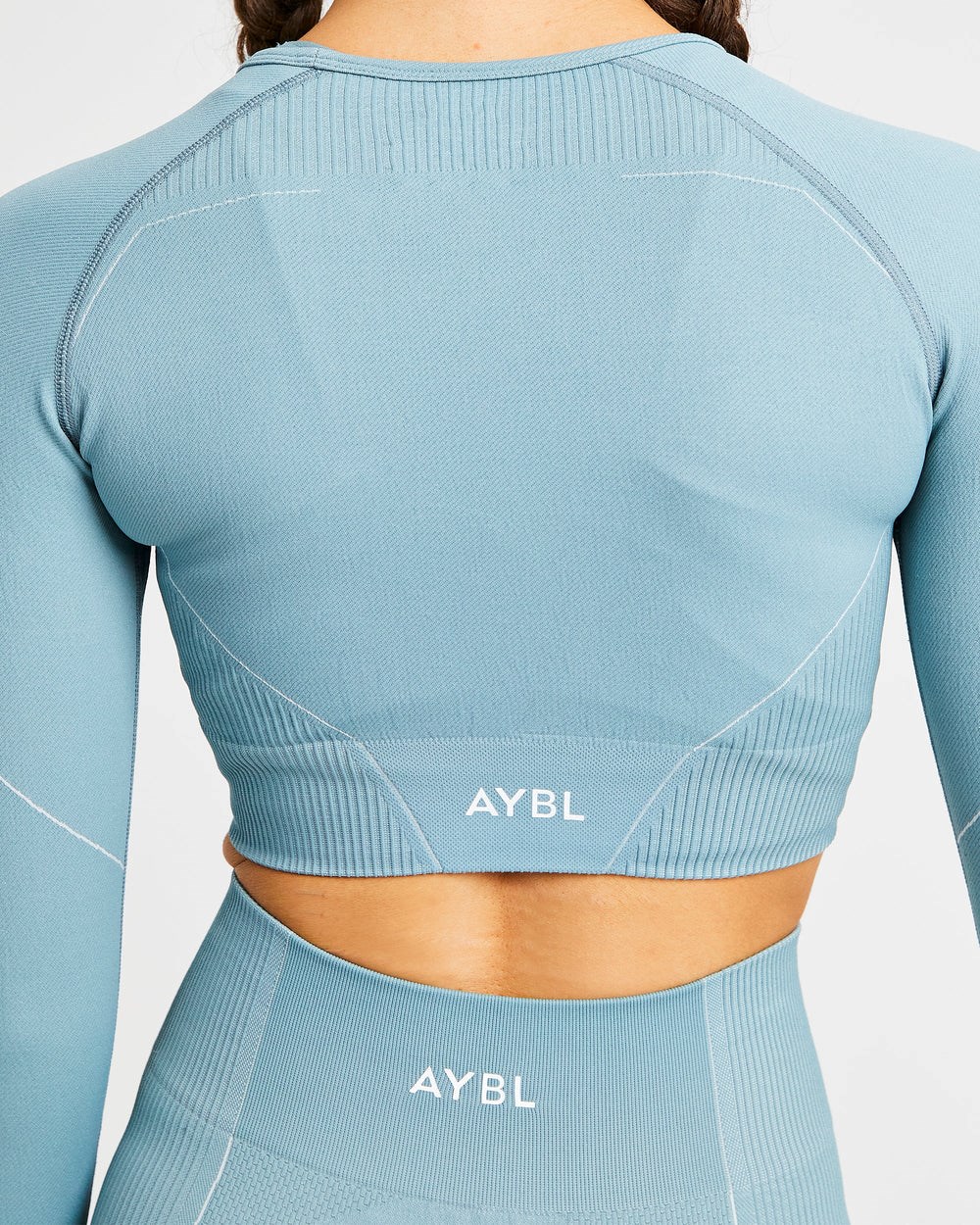 AYBL Reflex Seamless Long Sleeve Crop Top Teal | 23MYALNFZ