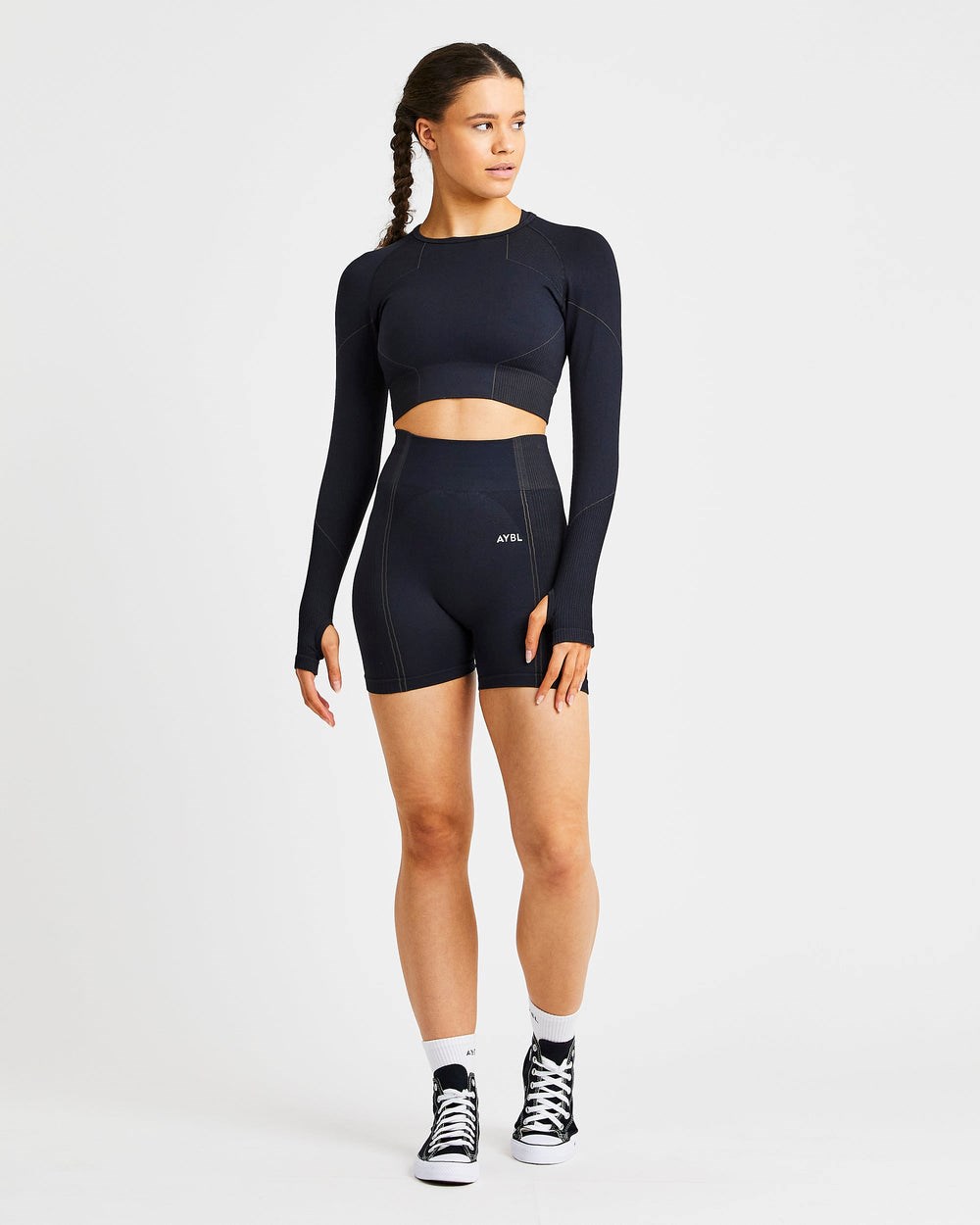 AYBL Reflex Seamless Long Sleeve Crop Top Čierne | 42KAJLGET