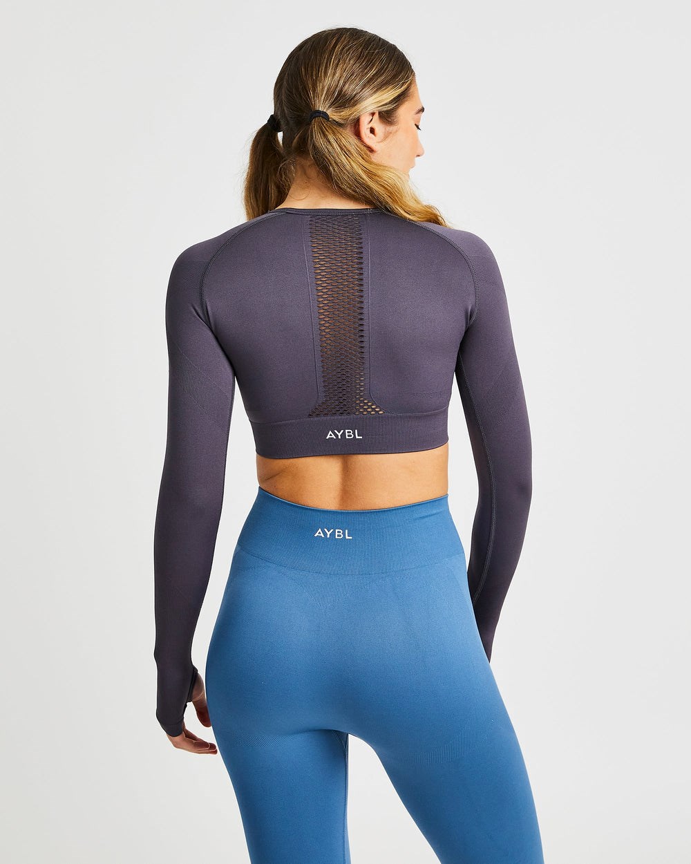 AYBL Reform Seamless Long Sleeve Crop Top Charcoal | 27XHLZIBC