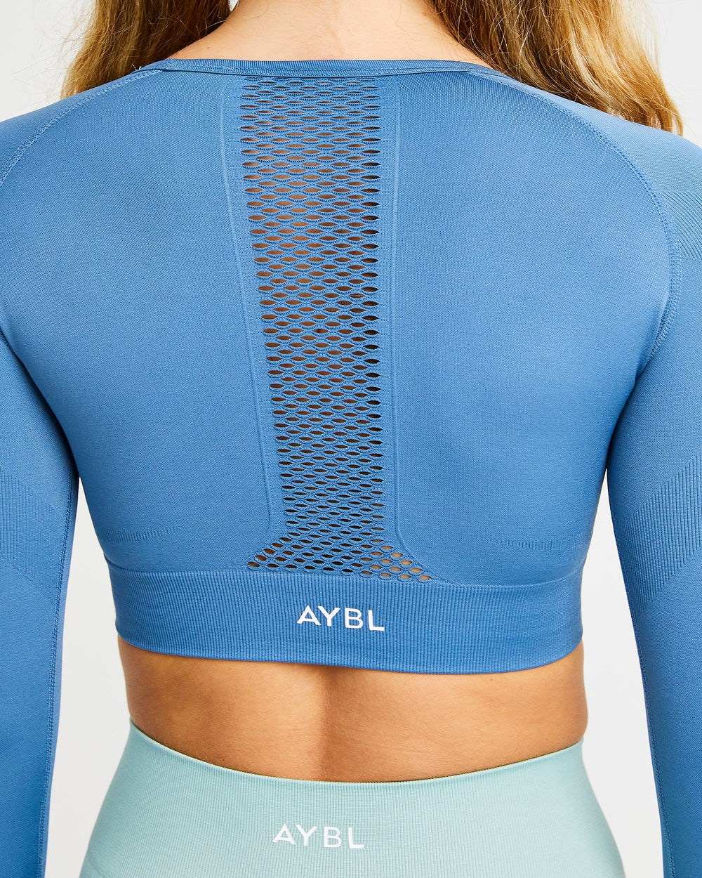 AYBL Reform Seamless Long Sleeve Crop Top Modre | 42DYLUGHV