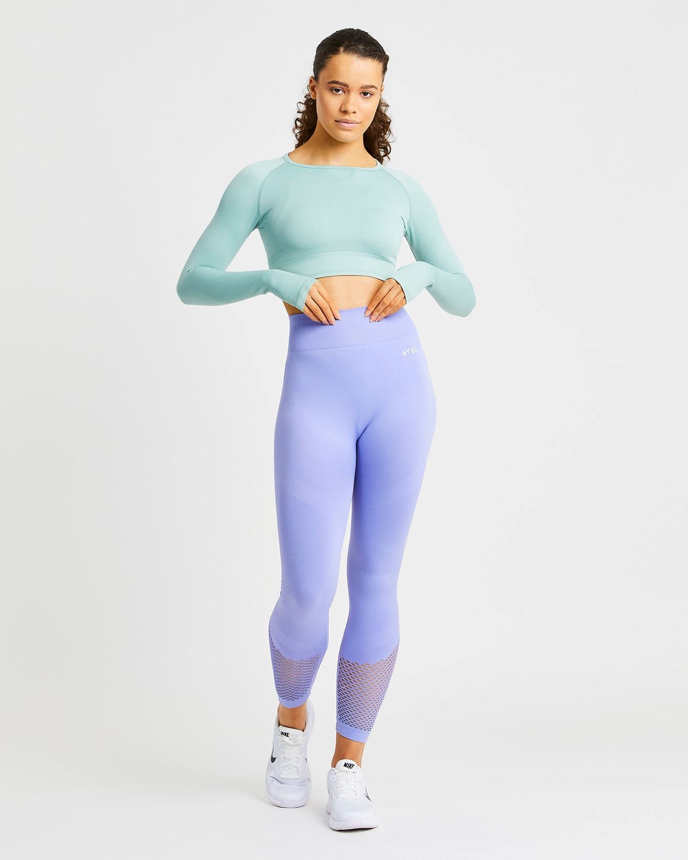 AYBL Reform Seamless Long Sleeve Crop Top Zelene | 42SOFZIAC