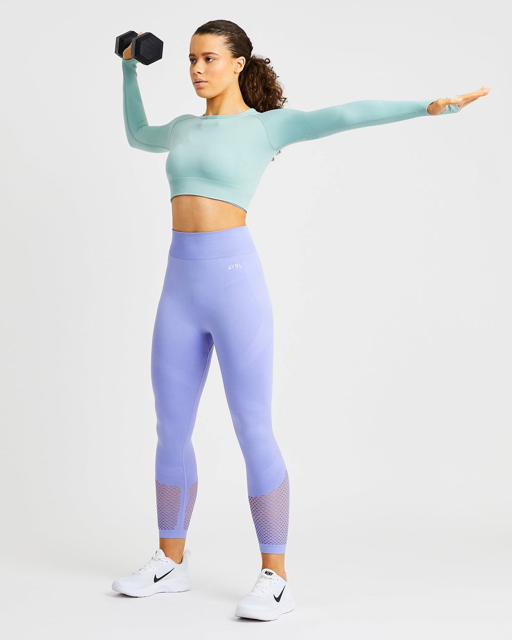 AYBL Reform Seamless Long Sleeve Crop Top Zelene | 42SOFZIAC