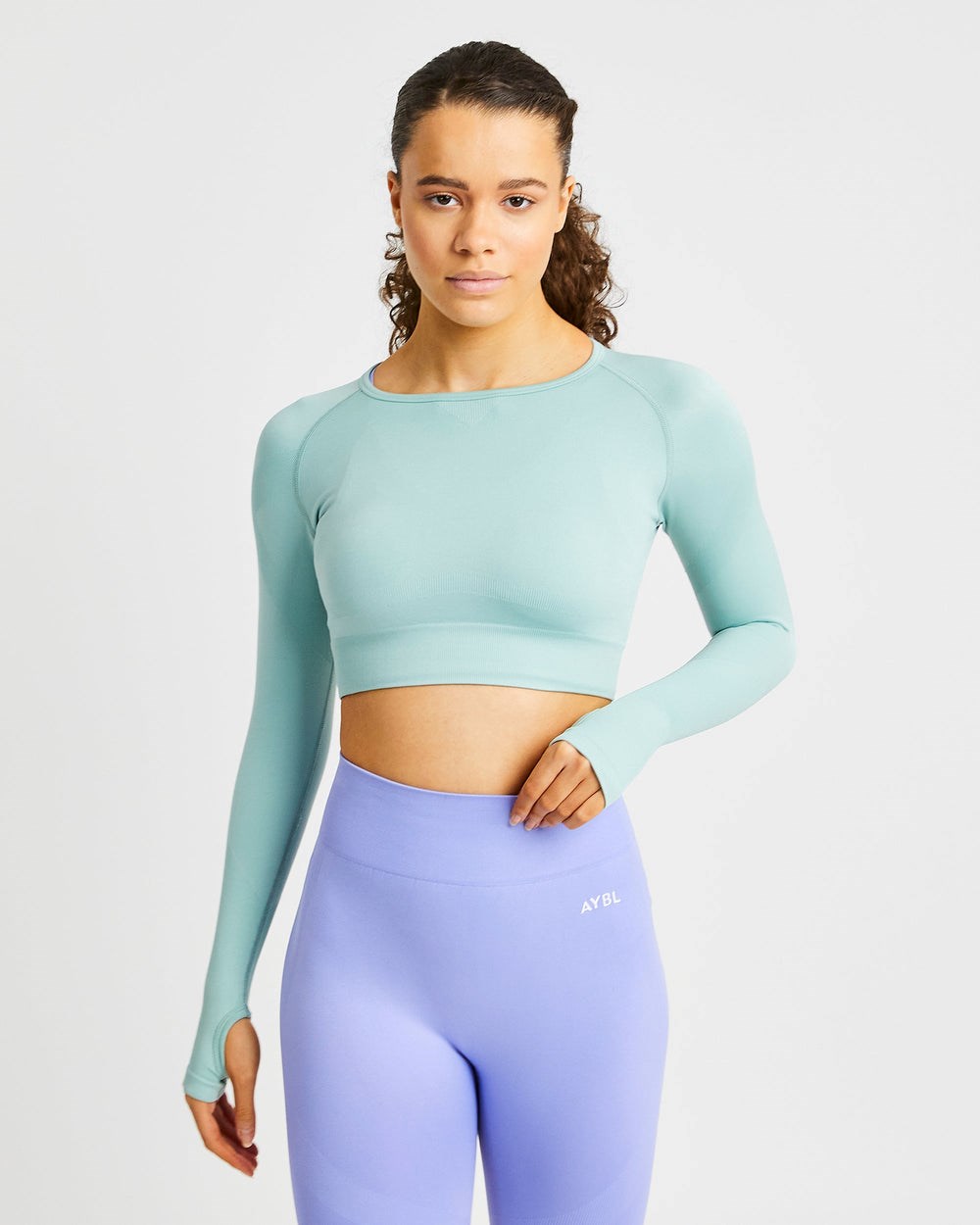 AYBL Reform Seamless Long Sleeve Crop Top Zelene | 42SOFZIAC