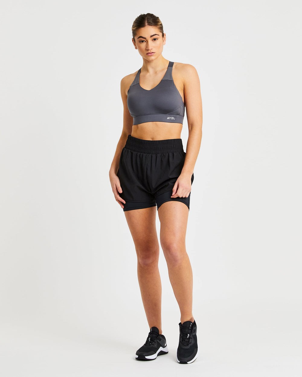 AYBL Sportive Open Back Sports Bra Charcoal | 40GWFLKJZ