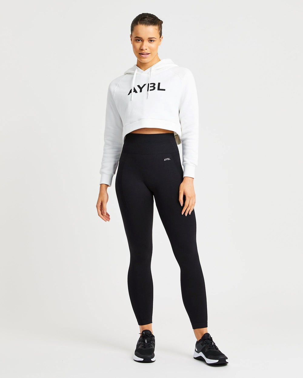 AYBL Staple Crop Hoodie Biele | 38ZXAKVRL